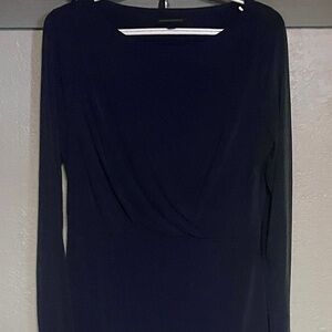 Banana Republic Navy Long Sleeve Faux Wrap Dress
